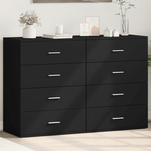 Kommoder 2 stk. 60x39x80 cm konstrueret træ sort