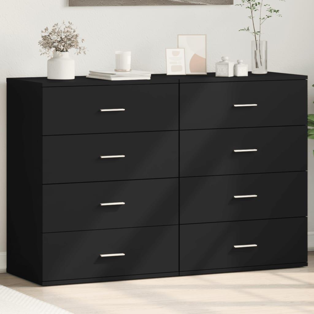 Kommoder 2 stk. 60x39x80 cm konstrueret træ sort