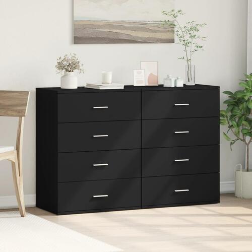 Kommoder 2 stk. 60x39x80 cm konstrueret træ sort