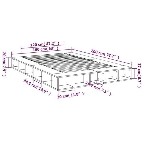 Sengestel 160x200 cm konstrueret træ sonoma-eg