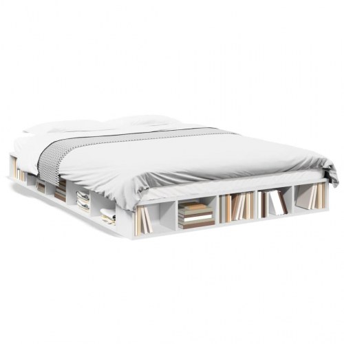 Sengestel 140 x 200 cm med opbevaring - hvid