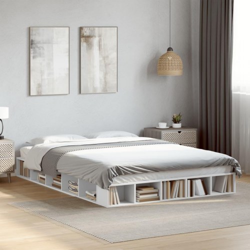 Sengestel 140 x 200 cm med opbevaring - hvid