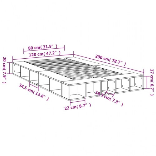 Sengestel 120 x 200 cm med opbevaring - hvid