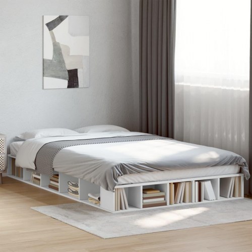 Sengestel 140x190 cm konstrueret træ hvid