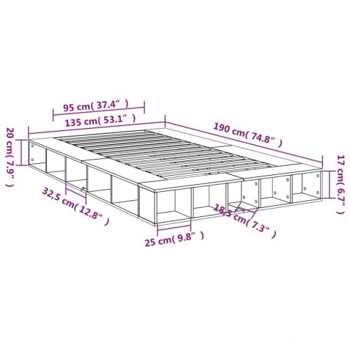 Sengestel 135 x 190 cm med opbevaring - hvid