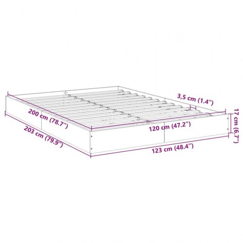 Sengeramme 120x200 cm uden madras konstrueret træ sonoma-eg