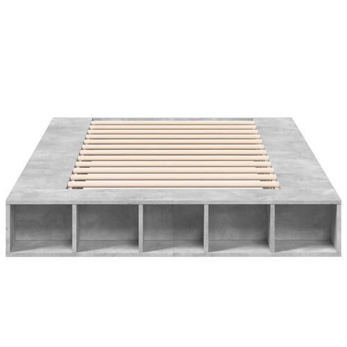Sengestel 140x190 cm konstrueret træ betongrå