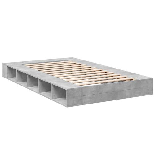 Sengestel 140x190 cm konstrueret træ betongrå