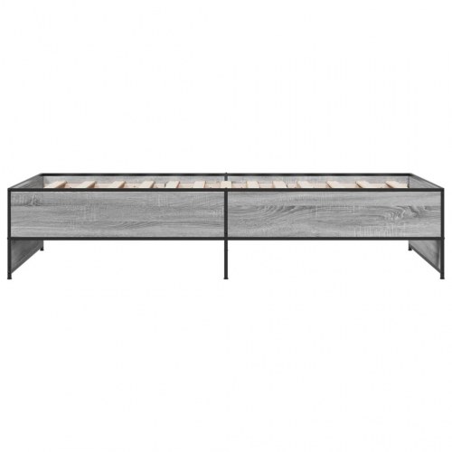 Sengeramme 90 x 190 cm i konstrueret træ og metal - grå sonoma-eg