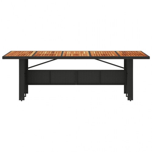 Havebord i polyrattan med akacietop 240 × 90 × 75 cm - sort