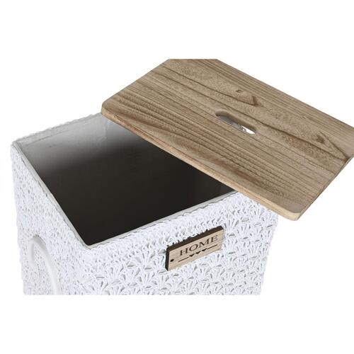 Vasketøjskurv Home ESPRIT Hvid Natur Træ 43 x 34 x 50 cm 5 Dele