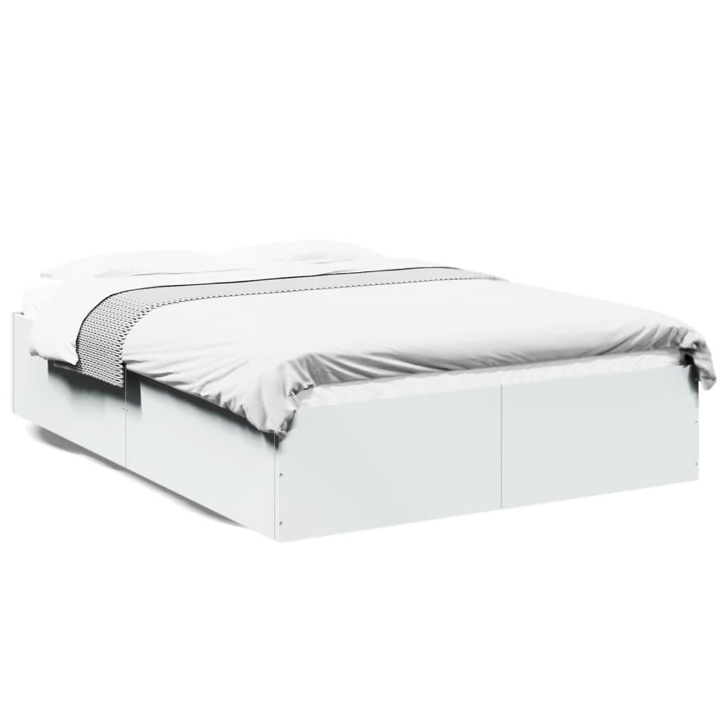 Sengestel 135x190 cm konstrueret træ hvid