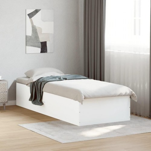 Sengeramme 90 x 190 cm i konstrueret træ - hvid