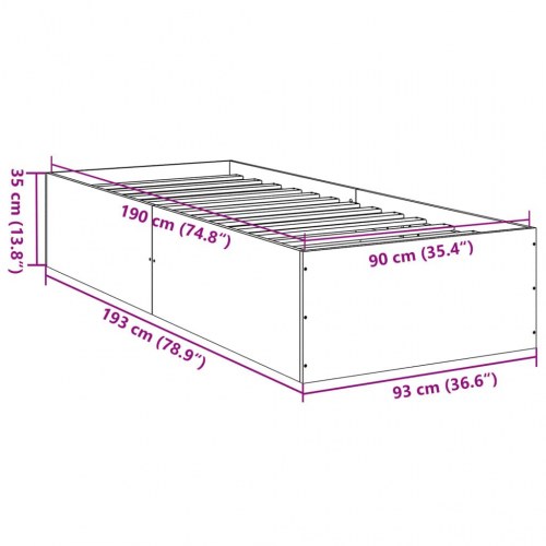 Sengeramme 90 x 190 cm i konstrueret træ - hvid