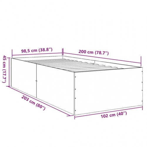 Sengeramme 100 x 200 cm - røget egetræ