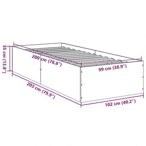 Sengeramme 100 x 200 cm i konstrueret træ - hvid