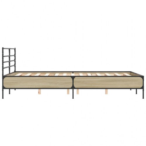 Sengestel 120 x 200 cm i konstrueret træ og metal - sonoma-eg
