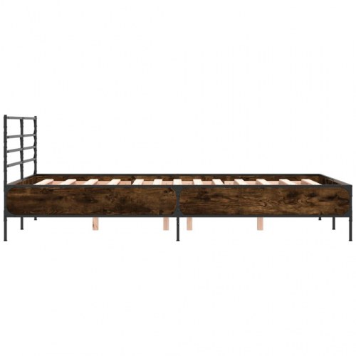 Sengestel 140 x 200 cm i konstrueret træ og metal - røget egetræsfarve