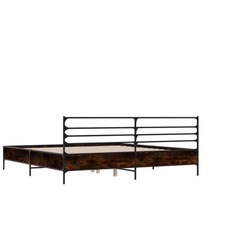 Sengeramme 140 x 200 cm i konstrueret træ og metal - brun egetræ