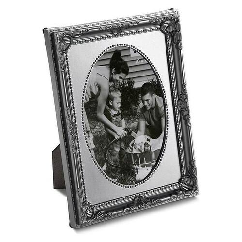 Fotoramme Plastik Vintage Sølvfarvet Oval 10 x 15 cm