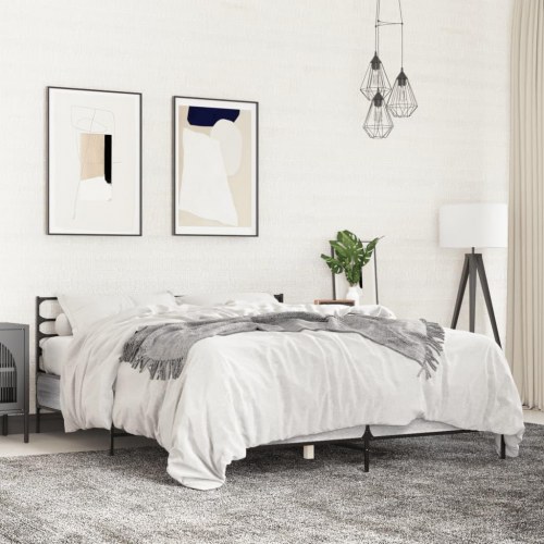 Sengestel 120 x 190 cm med hovedgærde - grå sonoma-eg