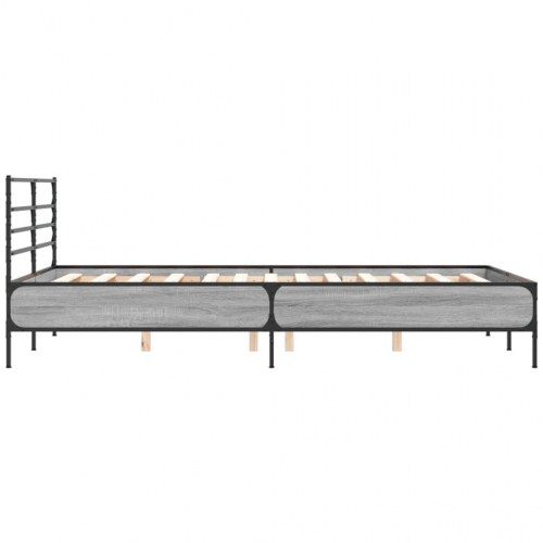 Sengestel 120 x 190 cm med hovedgærde - grå sonoma-eg