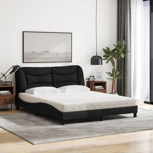 Seng med madras 160x200 cm stof sort