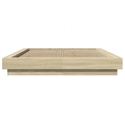 Sengeramme med LED-lys 140 x 190 cm - sonoma-eg