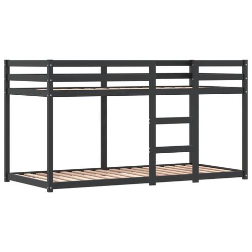 Køjeseng med gardiner 90x200 cm massivt fyrretræ hvid og sort