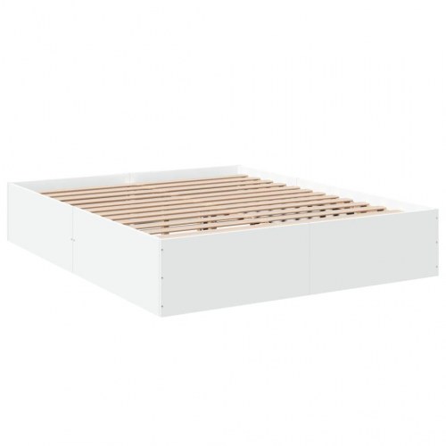 Sengestel 150 × 200 cm i hvidt konstrueret træ