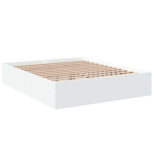 Sengestel 150 × 200 cm i hvidt konstrueret træ