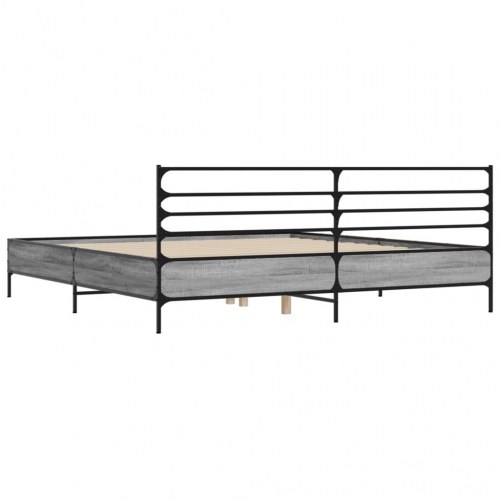 Sengestel 180x200 cm konstrueret træ og metal grå sonoma-eg