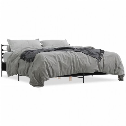 Sengeramme 200 x 200 cm med hovedgærde - sort