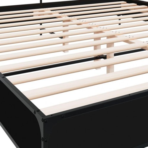 Sengeramme 200 x 200 cm med hovedgærde - sort
