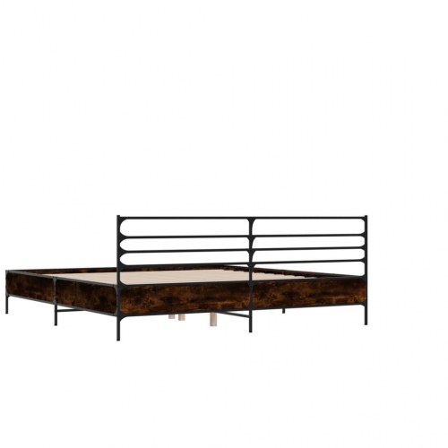 Sengestel 135 x 190 cm med hovedgærde - brun egetræ