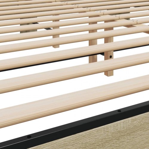 Sengestel 200 x 200 cm i konstrueret træ og metal - sonoma-eg