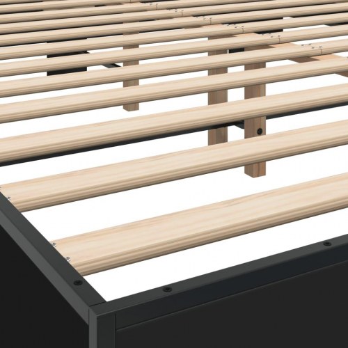 Sengestel 150x200 cm konstrueret træ og metal sort