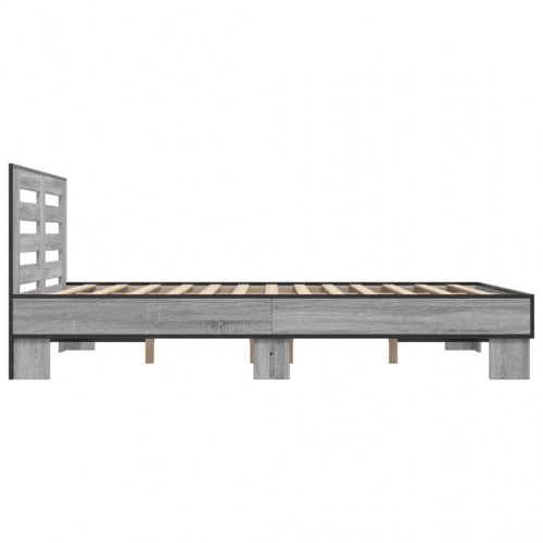 Sengestel 120 x 200 cm i konstrueret træ og metal - grå sonoma-eg