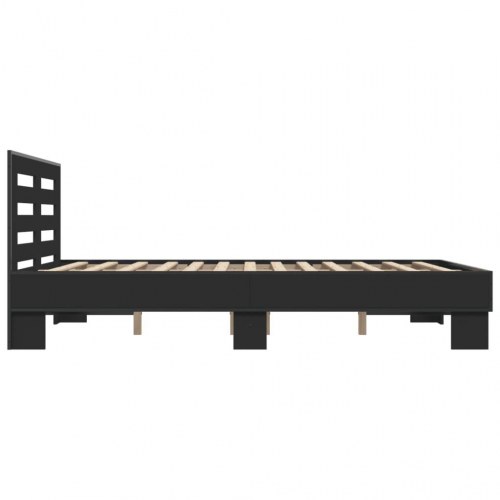 Sengestel 140x190 cm konstrueret træ og metal sort