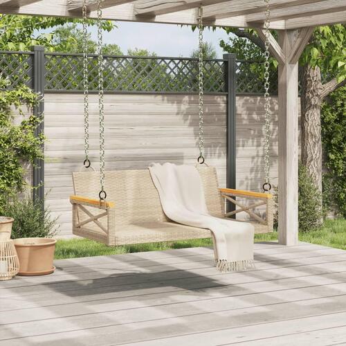 Gyngebænk 109x62x40 cm polyrattan beige