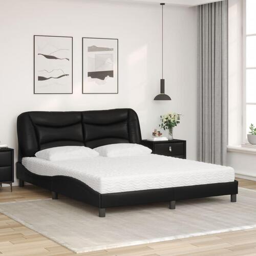 Seng 160x200 cm kunstlæder sort