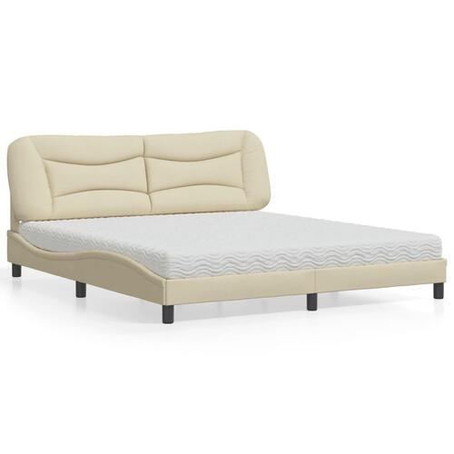 Seng med madras 180x200 cm stof cremefarvet