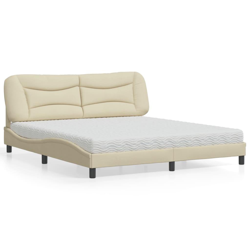 Seng med madras 180x200 cm stof cremefarvet