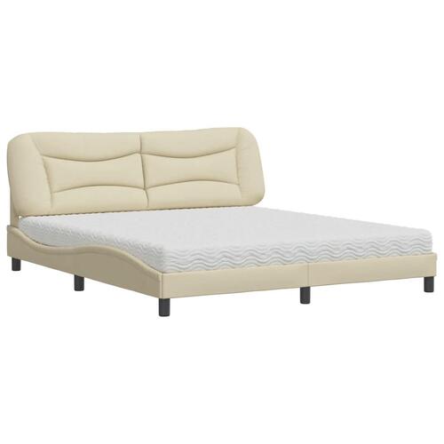 Seng med madras 180x200 cm stof cremefarvet