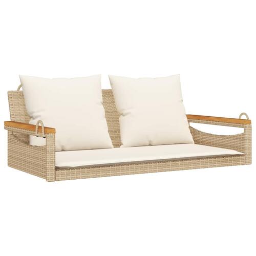 Havebænk med hynder 109x62x40 cm polyrattan beige