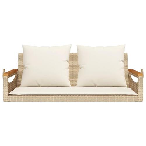 Havebænk med hynder 109x62x40 cm polyrattan beige