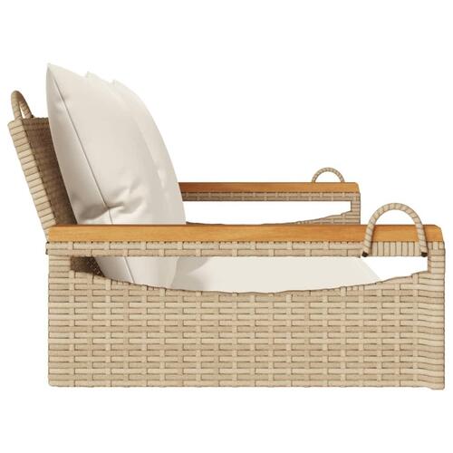 Havebænk med hynder 109x62x40 cm polyrattan beige