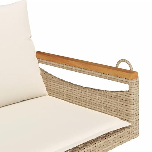 Havebænk med hynder 109x62x40 cm polyrattan beige