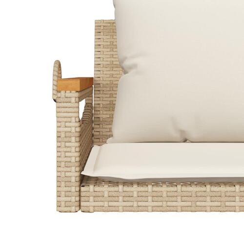 Havebænk med hynder 109x62x40 cm polyrattan beige