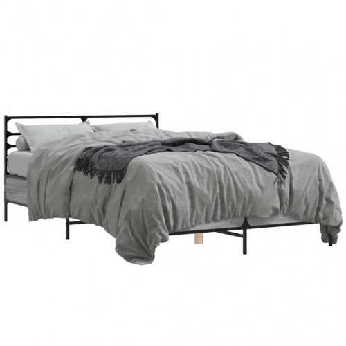 Sengestel 140 x 190 cm med hovedgærde - grå sonoma-eg